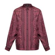 Zijden shirt met Barocco-print Versace , Red , Heren