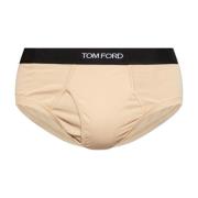 Katoenen slip met logo Tom Ford , Beige , Heren