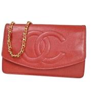 Pre-owned Leather wallets Chanel Vintage , Red , Dames