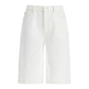 Flared Denim Bermuda Shorts Frame , White , Dames