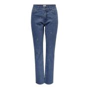 Rechte Geborduurde Denim Jeans Only , Blue , Dames