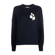 Intarsia Logo Trui Lange Mouwen Isabel Marant Étoile , Black , Dames