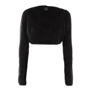 Korte Mouw Mohair Trui Pinko , Black , Dames