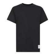 Minimalistisch Zwart T-Shirt met Logo Patch Jil Sander , Black , Heren