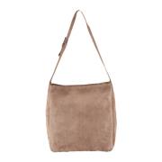 Bruine Veloursleren Hobo Tas Windsor , Brown , Dames