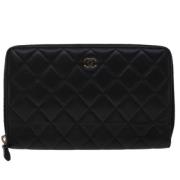 Pre-owned Leather wallets Chanel Vintage , Black , Dames