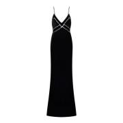 Fluwelen versierde maxi-jurk Loveshackfancy , Black , Dames