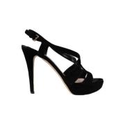 Pre-owned Linen sandals Miu Miu Pre-owned , Black , Dames