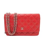 Pre-owned Leather wallets Chanel Vintage , Red , Dames