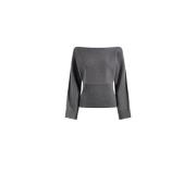 Gebreide boothals top met transparante details Circus Hotel , Gray , D...