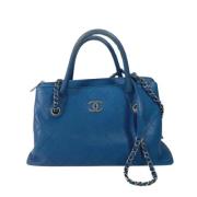 Pre-owned Leather chanel-bags Chanel Vintage , Blue , Dames