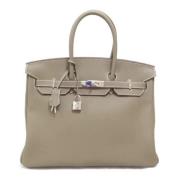 Pre-owned Leather handbags Hermès Vintage , Gray , Dames