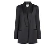 Satin Blazer met Tijdloze Elegantie Dante 6 , Black , Dames