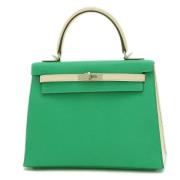 Pre-owned Leather handbags Hermès Vintage , Green , Dames