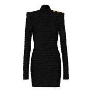 Korte 'Love Letter' jacquard gebreide jurk Balmain , Black , Dames