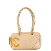 Pre-owned Leather chanel-bags Chanel Vintage , Beige , Dames