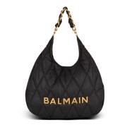 Grote 1945 Hobo-tas in diamantgestikt nylon Balmain , Black , Dames