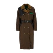 Bruin Katoenen Trenchcoat Samenwerking Barbour , Brown , Dames