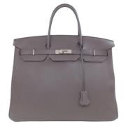 Pre-owned Leather handbags Hermès Vintage , Gray , Dames