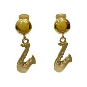 Pre-owned Metal earrings Celine Vintage , Yellow , Dames