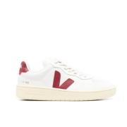 Leren Sneakers met Rood Logo Veja , White , Heren