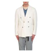 Linnen Blend Double-Breast Blazer Circolo 1901 , White , Heren