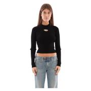 Geribbelde Metalen Sweater in 9XX Diesel , Black , Dames