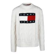 Casual Gebreide Trui Tommy Jeans , White , Heren