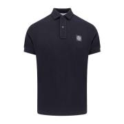 Stretch Katoenen Polo Shirt met Twee Knopen Stone Island , Black , Her...