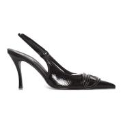 Ovale Slingback Schoenen Diesel , Black , Dames