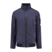 Gekreukte Reps Nylon Jas Stone Island , Blue , Heren