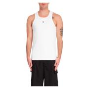 Geribbelde tanktop in wit Misbhv , White , Heren