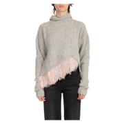 Fringed Luna Sweater in Grigio Seafarer , Gray , Dames