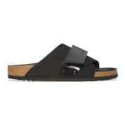 Zwarte Nubuck Sandalen Kyoto Stijl Birkenstock , Black , Dames