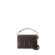 Bruine leren T-Flap tas met afneembare band TotêMe , Brown , Dames