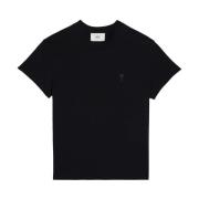 Hart Regular Fit T-shirt Zwart Ami Paris , Black , Heren