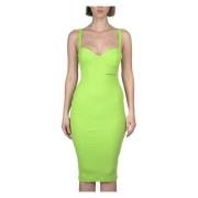 Ribgebreide Lange Jurk in Mela Hinnominate , Green , Dames