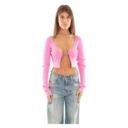 Faded Ribbed Cardigan in 377 Diesel , Pink , Dames