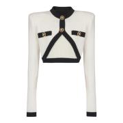 Gebreide trui met nep-vest design Balmain , Beige , Dames