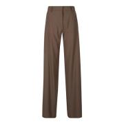 Ebony Wollen Blend Broek Malo , Brown , Dames