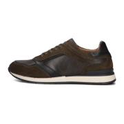 Bruin Leren Lage Sneakers Stefano Lauran , Brown , Heren