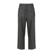 Grijze Flanellen Broek met Zakken Brunello Cucinelli , Gray , Dames