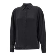 Zijden Zwarte Shirt met Klassieke Kraag IRO , Black , Dames