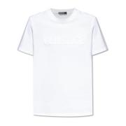 T-shirt met geborduurd logo Versace , White , Dames