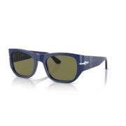 Klassieke zonnebril met zwart montuur Persol , Blue , Unisex