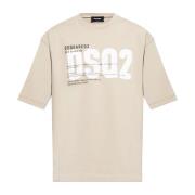 T-shirt met bedrukt logo Dsquared2 , Beige , Heren