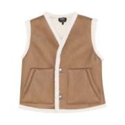 Faux Shearling Eco-Leren Vest Kameel A.p.c. , Brown , Dames