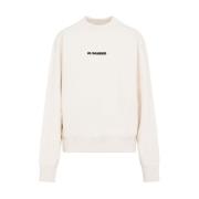 Neutrale Katoenen Crew Neck Sweatshirt Jil Sander , Beige , Dames