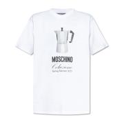 T-shirt met print Moschino , White , Heren