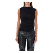 Lucia Top Zwart Mouwloos Gerimpeld Ontwerp Anine Bing , Black , Dames